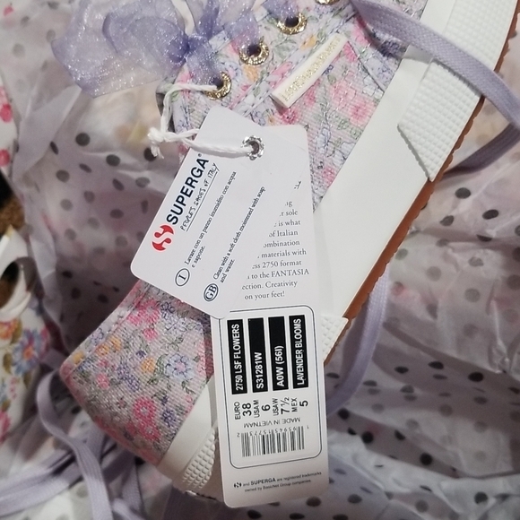 💕LOVESHACKFANCY x SUPERGA💕 Classic Sneaker ~ Lavender Blooms Floral US 7.5 NWT - Picture 16 of 16